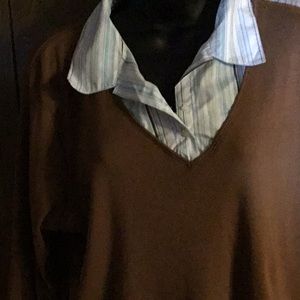 Brown cotton &linen material long sleeves shirt